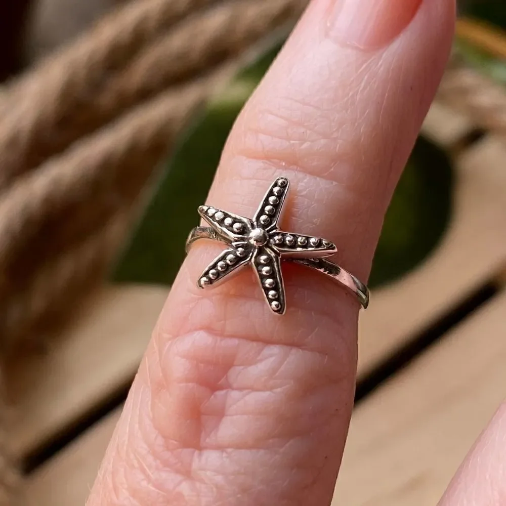 Sterling Silver Star Fish Toe Midi Ring
